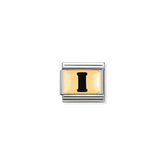 Nomination Composable Classic SCHWARZE BUCHSTABEN Edelstahl und 18K-Gold (09_I)